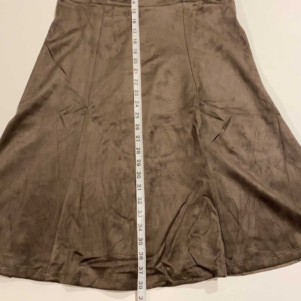 Philosophy SZ 8 Faux Leather Sleeveless A-Line Dress Heather Taupe New - Picture 9 of 13